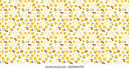 Trophy Pattern background. Gold Trophies Seamless Pattern. gold medal pattern background. competition theme pattern.