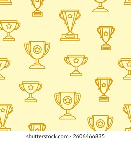 Trophy Pattern background. Gold Trophies Seamless Pattern. gold medal pattern background. competition theme pattern.