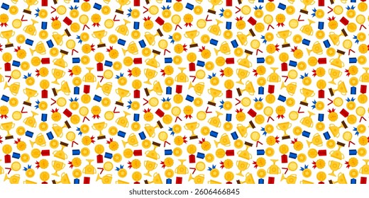 Trophy Pattern background. Gold Trophies Seamless Pattern. gold medal pattern background. competition theme pattern.