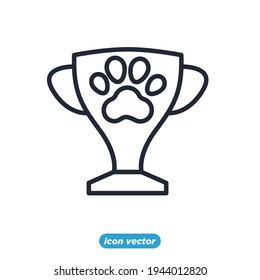 Trophy paw print icon. Trophy winner contest animal symbol template for graphic and web design collection logo vector illustration