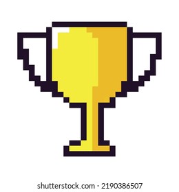 trophy pixel art icon isolated