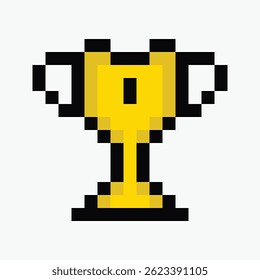 trophy pixel art icon vector illustration.