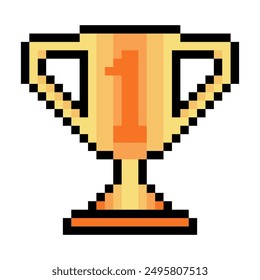 Trophy in pixel art style
