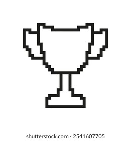 Icono de trofeo pixelado. Pixel Art Símbolo de un Premio al Logro. Éxito y logros. Premio a la Excelencia. Ilustración vectorial aislada.