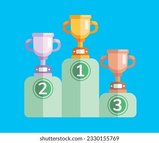 trophy podium icon vector logo design