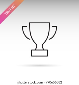 Trophy, prize, cup thin line isolated flat vector icon