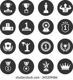 Trophy and prize icon set