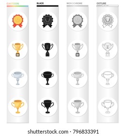 Trophy, prize, meed, and other web icon in cartoon style.Award, cup, medal, icons in set collection.