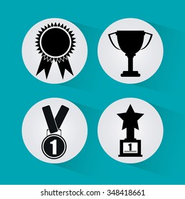 Trophy and Prize ribbon concept, vector illustration 10 eps graphic.