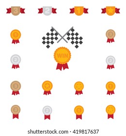 Trophy and prize symbol color flat icon on white background vector illustration