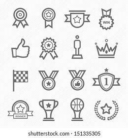 Trophy and prize symbol line icon on white background vector illustration