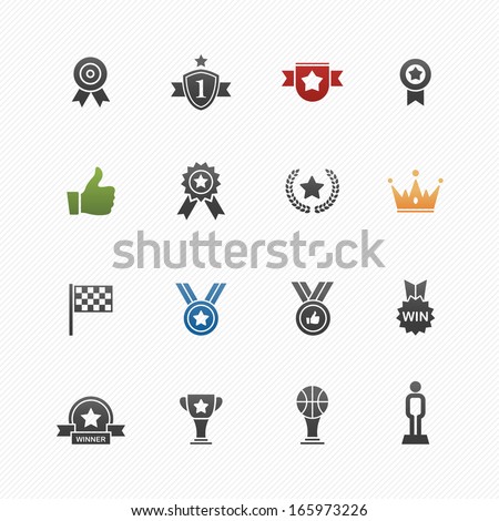 Trophy and prize vector symbol icon set on white background