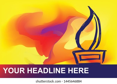 Trophy or Prize for Winner or Championship Icon. Creative Abstract Art Background with Color Yellow, Red, Violet. Graphic Design Concept, Flat, Line, Element, Vector Illustration EPS 10.