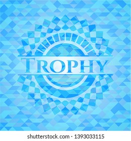 Trophy realistic sky blue mosaic emblem
