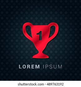 Trophy Red chromium precious metallic 3D Icon / Logo Design