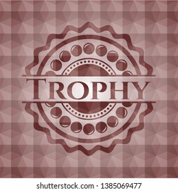 Trophy red emblem with geometric pattern background. Seamless.