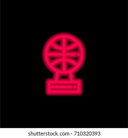 Trophy red glowing neon ui ux icon. Glowing sign logo vector