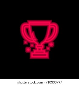 Trophy red glowing neon ui ux icon. Glowing sign logo vector