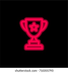 Trophy red glowing neon ui ux icon. Glowing sign logo vector
