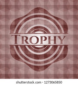 Trophy red polygonal badge. Seamless.