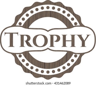 Trophy retro style wood emblem