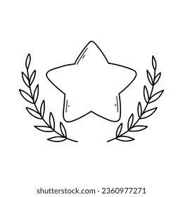 Trophäe, Belohnung für den Gewinner. Vektorgrafik eines Preises im Doodle-Stil.