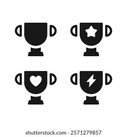 Trophy Rewards icon set, flat winner symbols