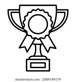 Trophy with Ribbon Icon Representing Achievement, Success, and Business Recognition