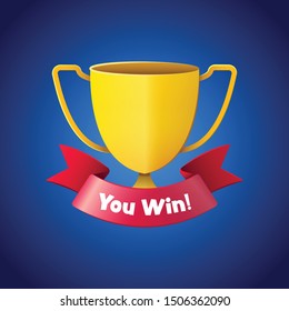 Trophy with a ribbon, vector illustration.
game UI, illustrated icon 