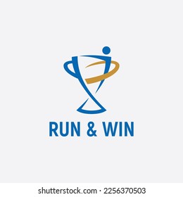 Trophy and runner finish line logo