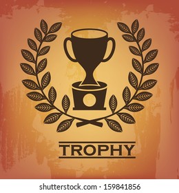 trophy  seal over vintage background vector illustration