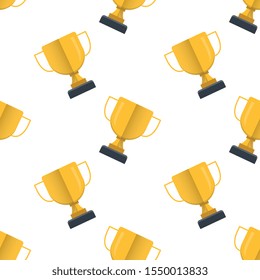 Trophy seamless pattern design, Repeat textile design. Fabric print.