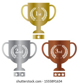 Trophy set with laurel motif. Ranking, contest.