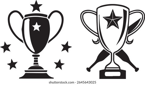  Diseño de silueta de conjunto de trofeos sobre fondo blanco 