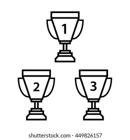 Trophy sets icons line art on white background. Vector illustration.