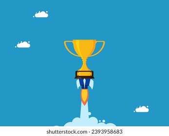 Trophy shoots skyward like a rocket. Vector 