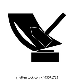 Trophy sign with hammer icon in black simple style isolated on white background