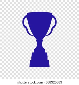 Trophy sign illustration. Vector. Blue icon on transparent background.