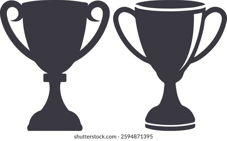 Trophy sign vector Illustration, Hand drawn winner cup vector isolated