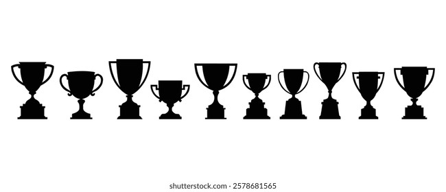 Trophy silhouette. Trophy cup icon. Champion Cup winner trophy award.