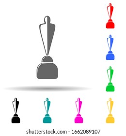 Trophäe mit Silhouette des Menschen mehrfarbigen Stil Symbol. Einfache Bildyph, flache Vektorillustration von Sucsess und Auszeichnungen für i und ux, Website oder mobile Applikationen