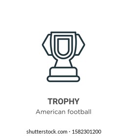 Trophy silhouette outline vector icon. Thin line black trophy silhouette icon, flat vector simple element illustration from editable american football concept isolated on white background