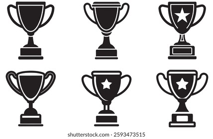 Trophy silhouette set vector design of award illustration and icon