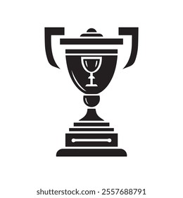 Trophy silhouette vector art white background
