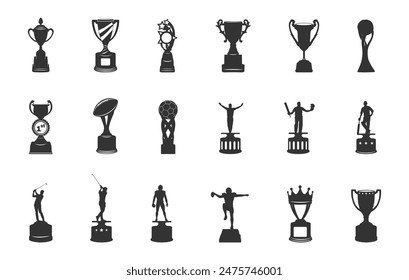 Trophy silhouettes, Trophy icon, Cup trophy silhouette, Player trophy silhouette