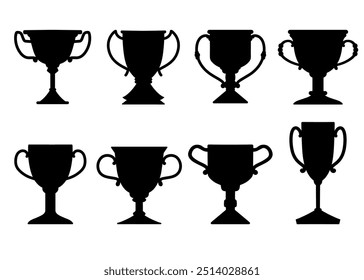 Trophy silhouettes set, champion cup