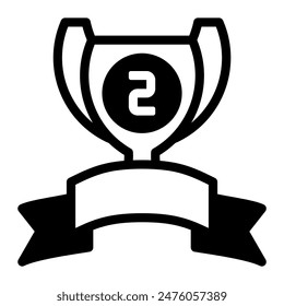 Icono de plata de trofeo o ilustración del logotipo contorno de estilo negro