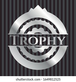 Trofeo de emblema brillante plateado]. Ilustración vectorial.Mosaico.