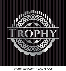 Trophy silvery emblem or badge. Vector Illustration. Mosaic.