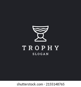 Trophy simple line art logo template vector illustration design